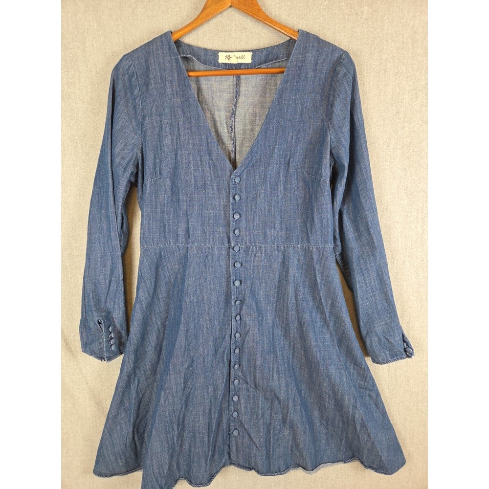 Madewell Jean Dress‎ Womens 6 Chambray Denim Fabric Buttons Babydoll Boho Flirty